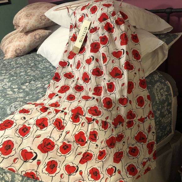 NWT Ethos Signature Siena Poppy Print Medium Summer Strap Dress - Picture 4 of 9